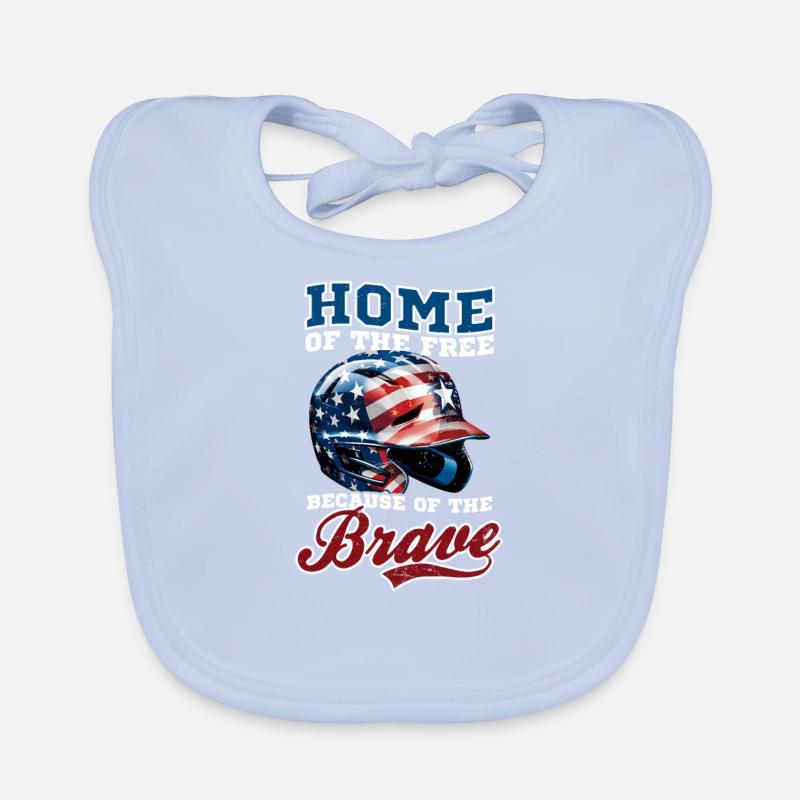 4 Juillet Baseball Maison De Libre Parce Que Courageux Bavoir bio Bébé