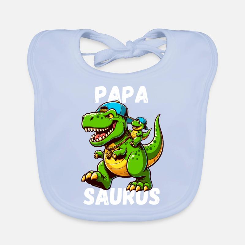 Papa Saurus Dinosaur Father's Day Baseball Funny Organic Baby Bibs
