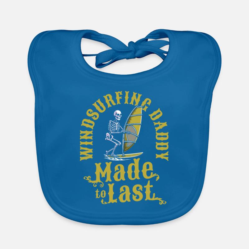 Windsurfing Windsurfer Skeleton Fathers Day Dad Organic Baby Bibs