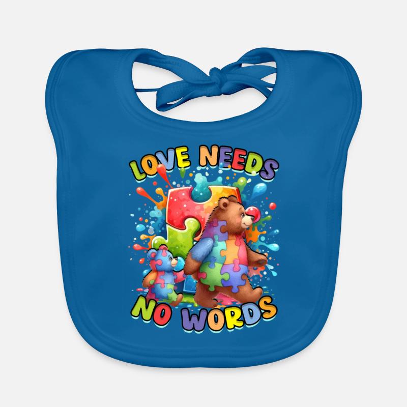 Autistic Autistic Autism Love Needs No Words Organic Baby Bibs