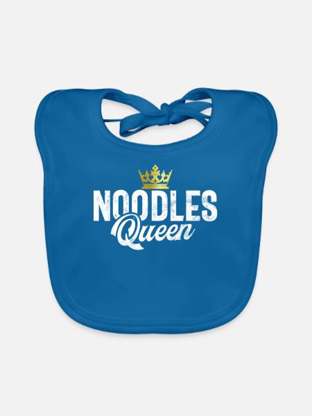 Noodle Lover Gifts - Organic Baby Bibs - peacock-blue - Front