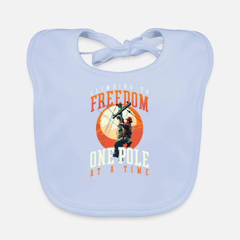 Patriotic Lineman Climbing Freedom One Pole A Time Organic Baby Bibs