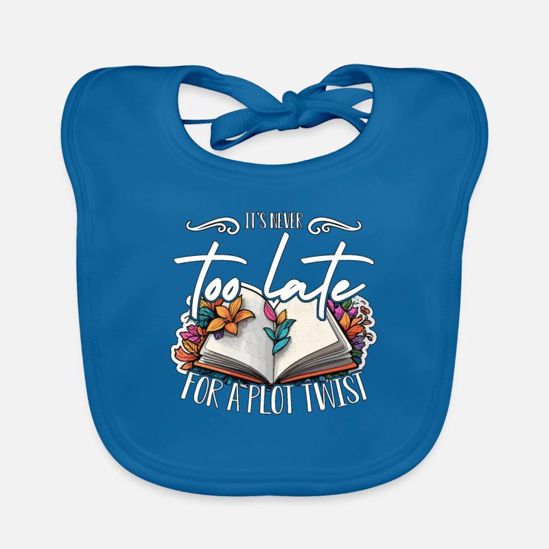 Reading It's Never Too Late For A Plot Bookworm Organic Baby Bibs
