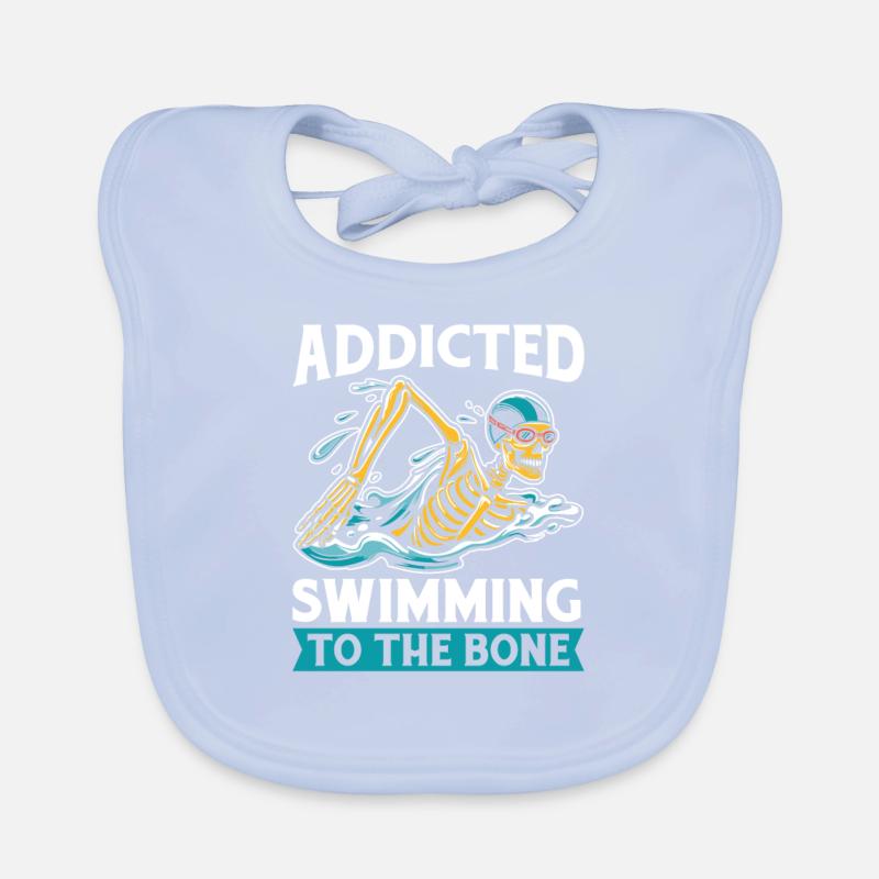 Swimming Float Skeleton Organic Baby Bibs