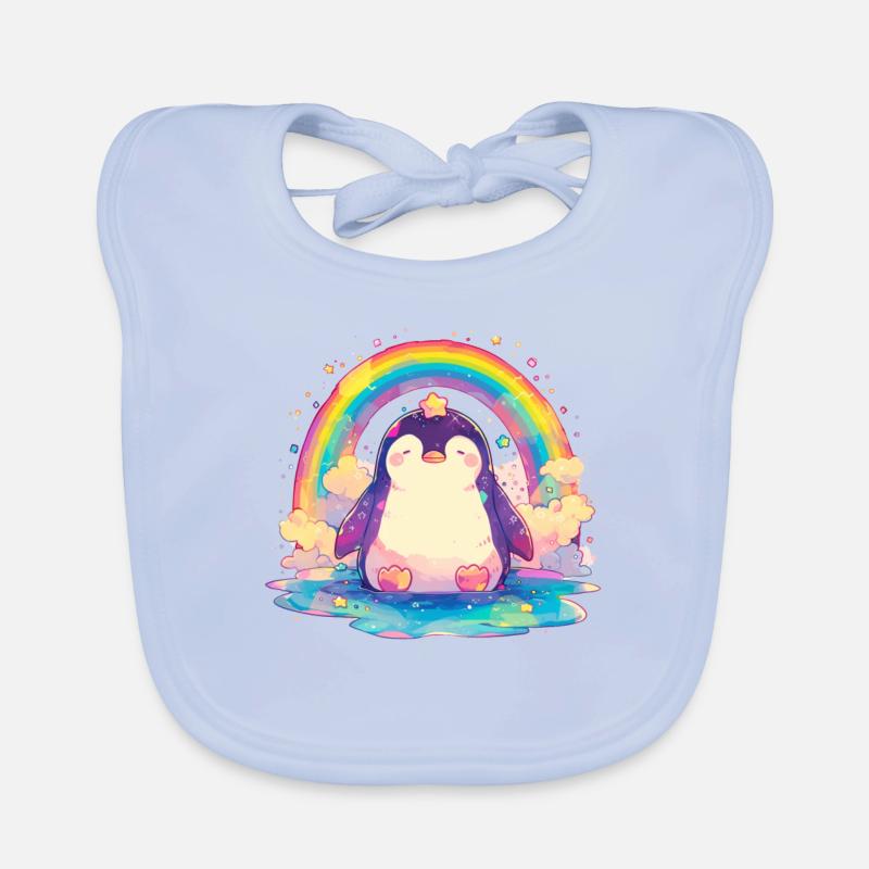 Pinguin Regenbogen Kawaii Pinguin Niedlich Baby Bio-Lätzchen