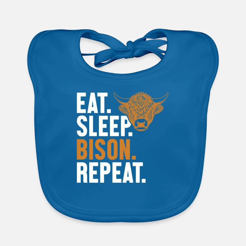 Manger Dormir Bison Répéter Bison d’Amérique Buffalo Bavoir bio Bébé