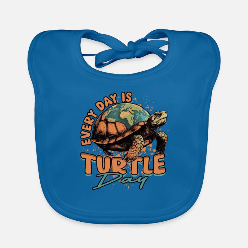 Turtle Turtles Every Day Is Turtle Day Organic Baby Bibs