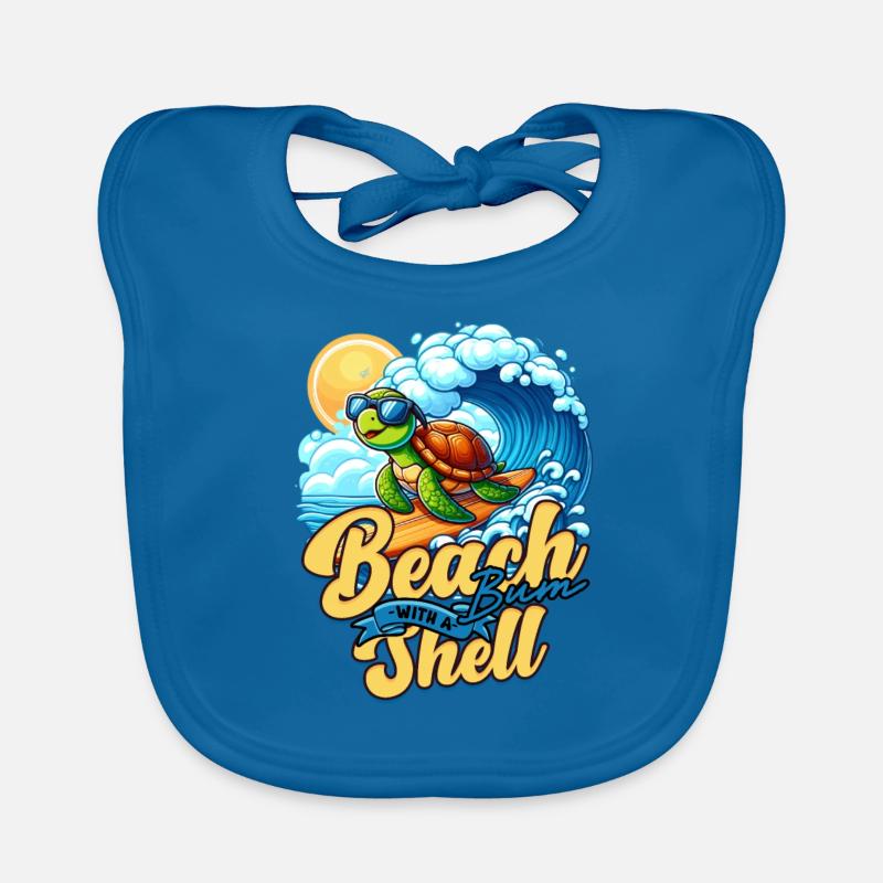 Turtle Turtles Beach Bum With A Shell Organic Baby Bibs