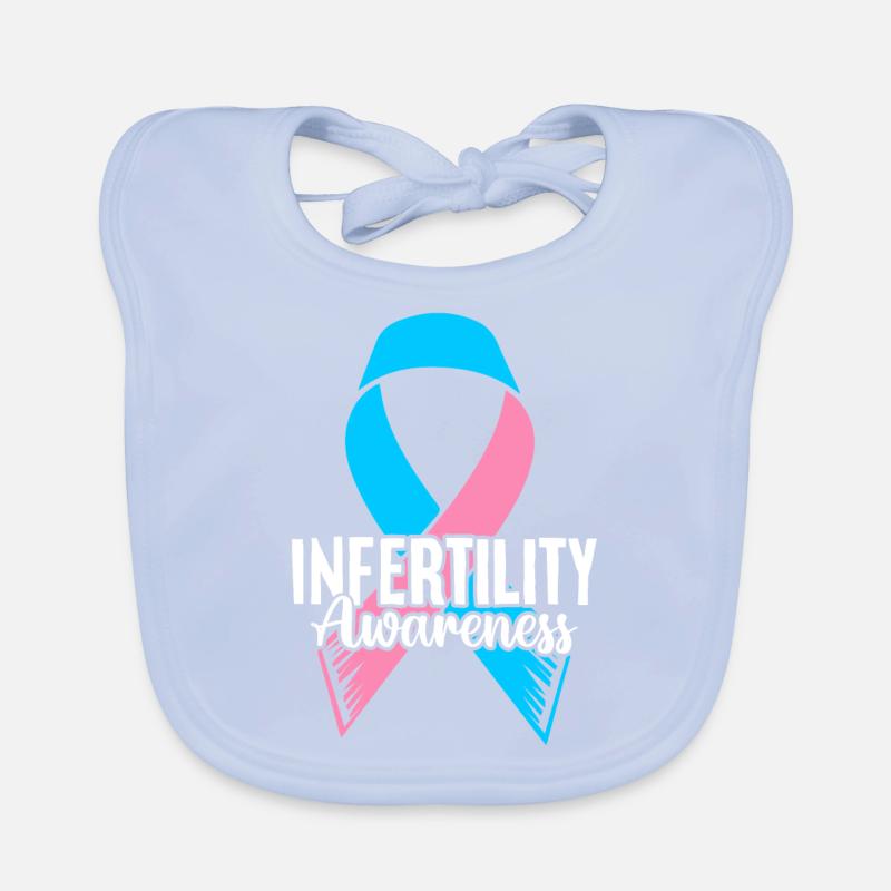 Sensibilisation à l’infertilité Ruban rose et bleu Bavoir bio Bébé