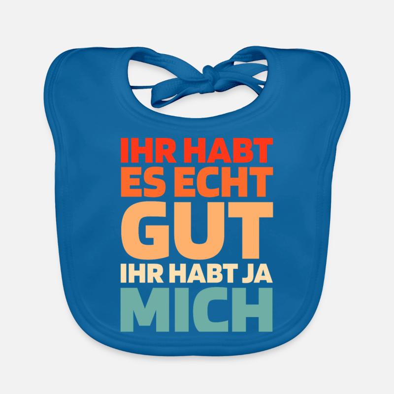 Schwarzer Humor - Baby Bio-Lätzchen - Pfauenblau