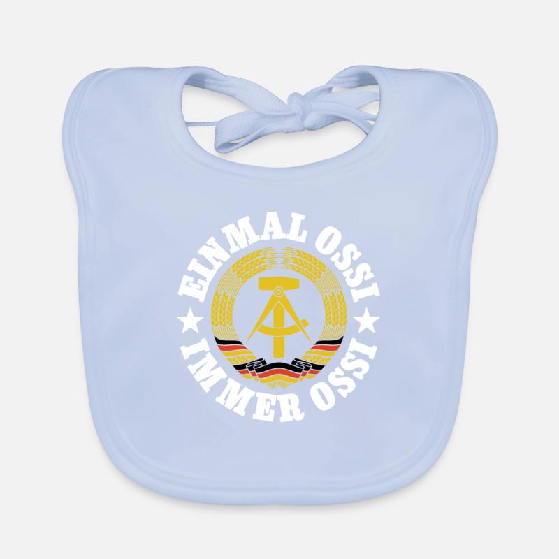 DDR Wappen, Einmal Ossi, Immer Ossi, Spruch Baby Bio-Lätzchen