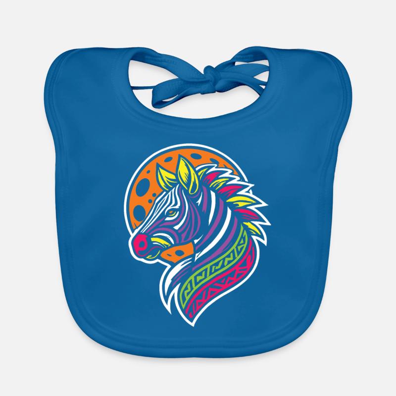 Zebra Tribal Phases de Lune - Bavoir bio Bébé - bleu paon