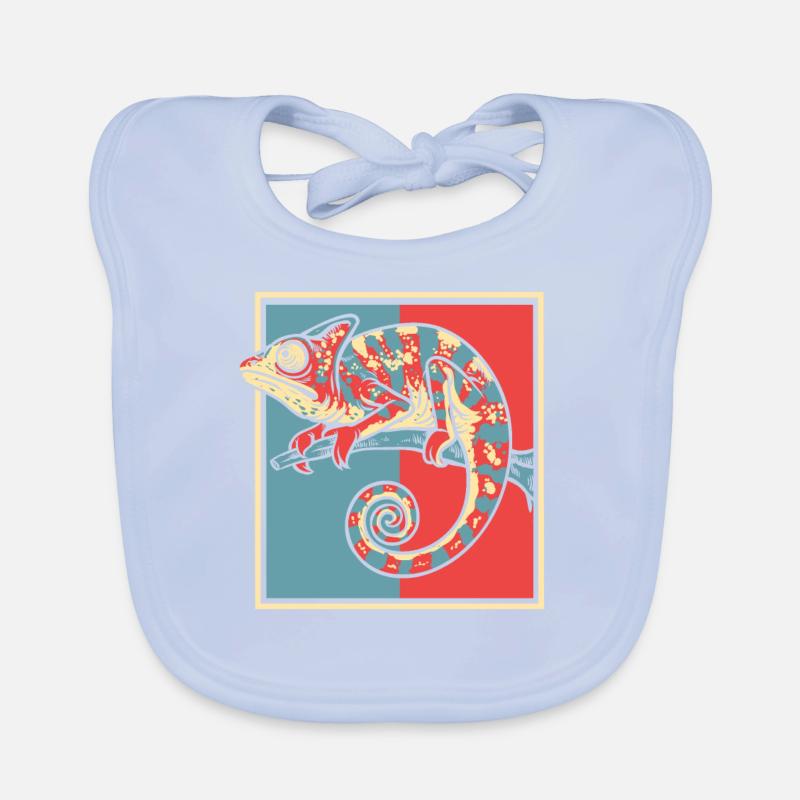 Chameleon Portrait Veiled Panther Chamaeleonidae Organic Baby Bibs