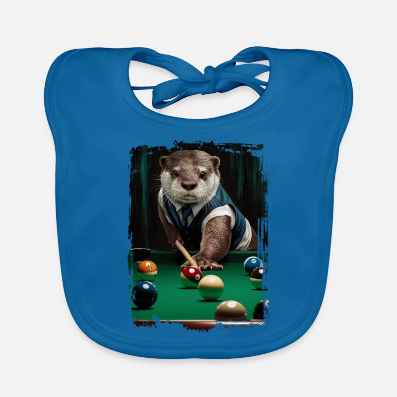 Otter spielt Billard Geschenk Baby Bio-Lätzchen