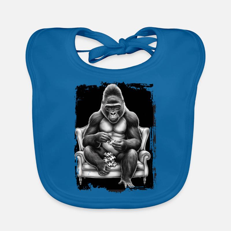 Gorilla spielt Puzzle Geschenk Baby Bio-Lätzchen