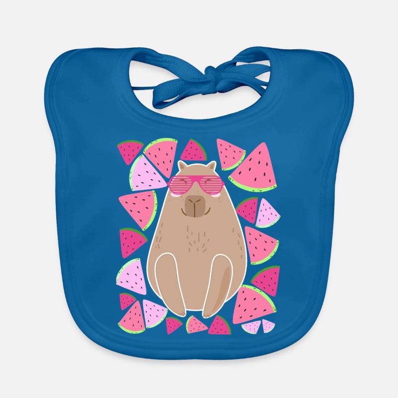 CAPYBARA- WATERMELON - SUMMER- GLASSES Organic Baby Bibs
