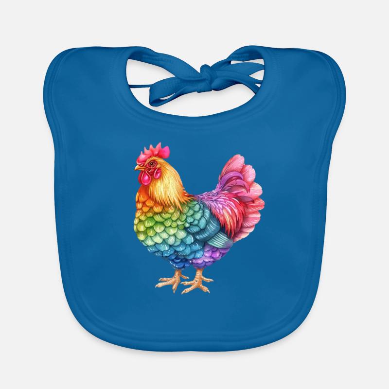 Buntes Huhn Regenbogen - Farbenfrohes Hühnerleben Baby Bio-Lätzchen