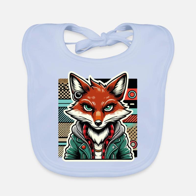Retro Fox Hipster Design Organic Baby Bibs