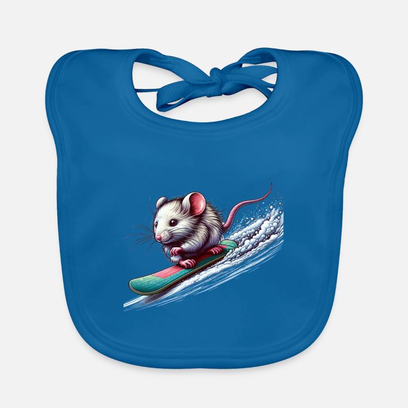 Cute Snowboarder Mouse Organic Baby Bibs