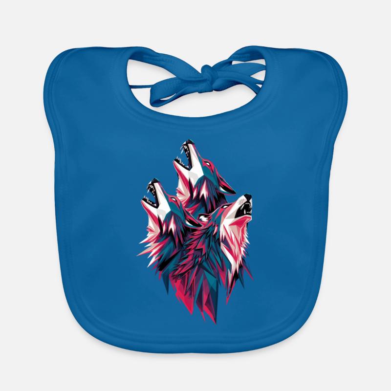 Low Poly Wölfe im Rudel Heulen Baby Bio-Lätzchen