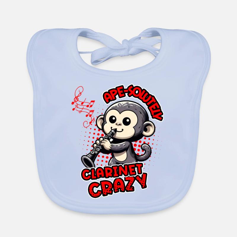 Ape-solutely Clarinet Crazy Funny Monkey Design Organic Baby Bibs