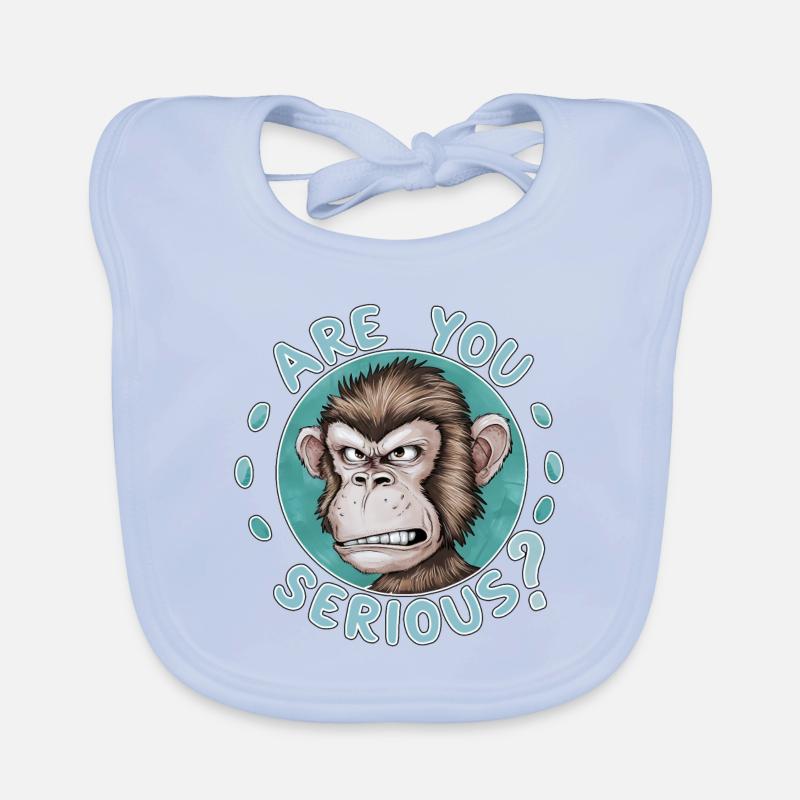 Are You Serious? Grumpy Funny Monkey Organic Baby Bibs