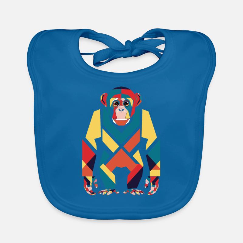 Colorful Monkey Geometric Pattern Organic Baby Bibs