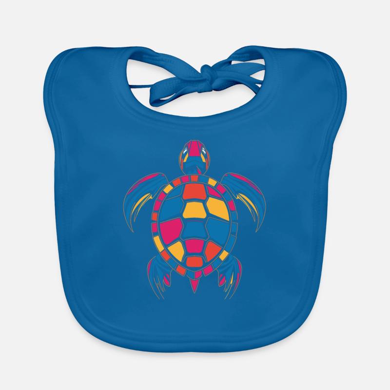 Colorful turtle artwork Organic Baby Bibs