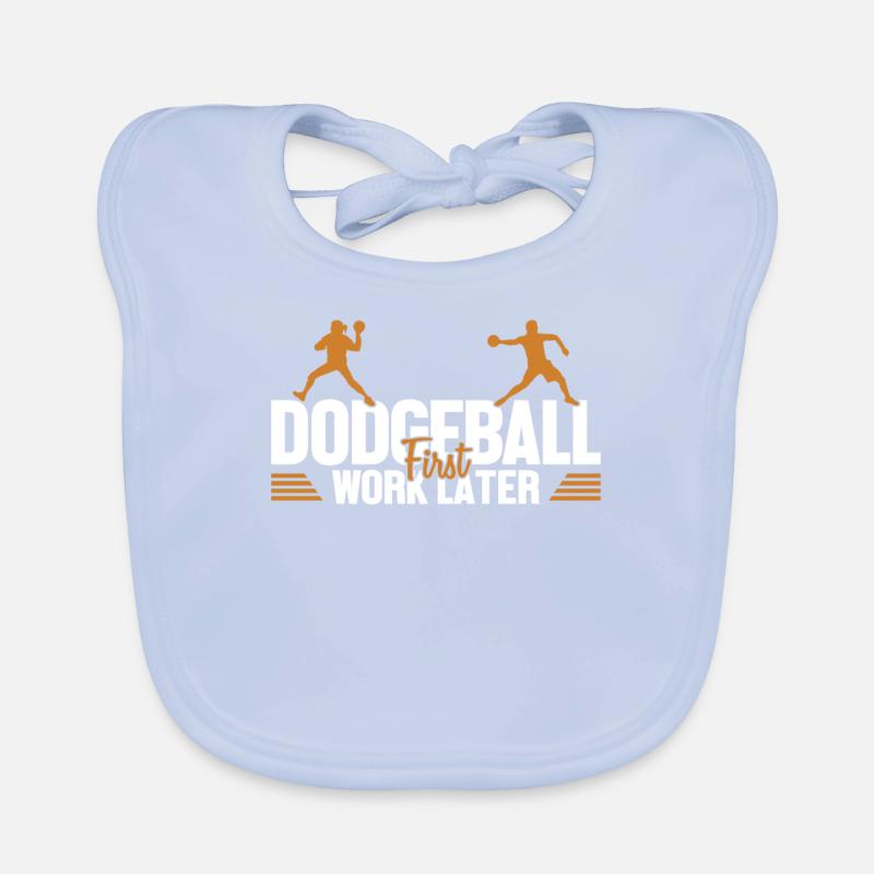 Dodgeball First Work Later Team Game Prisonball Organic Baby Bibs