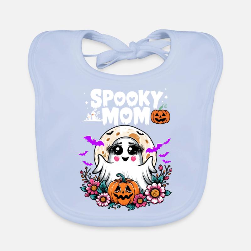 Halloween Spooky Mom Ghost Ghost Pumpkin Mom Organic Baby Bibs