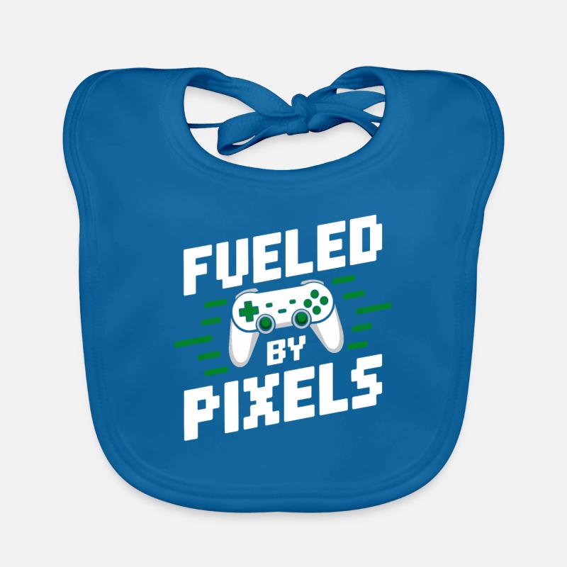Alimenté par la conception de jeu de pixels - Bavoir bio Bébé - bleu paon