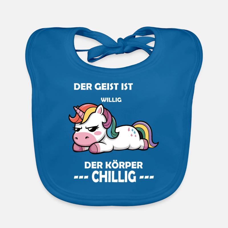 Der Geist war willig, der Körper chillig, Einhorn Baby Bio-Lätzchen