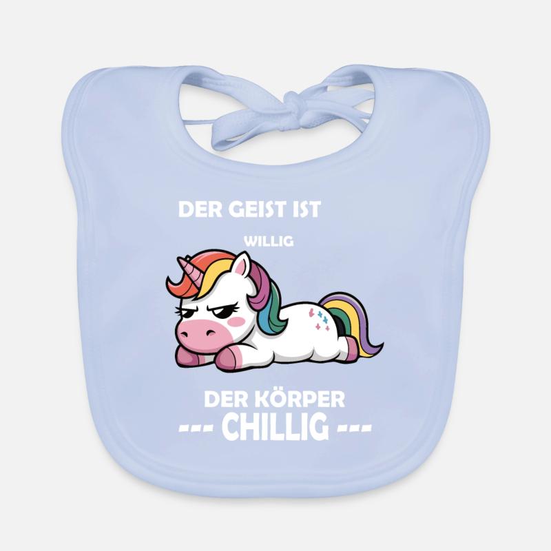 Der Geist war willig, der Körper chillig, Einhorn Baby Bio-Lätzchen
