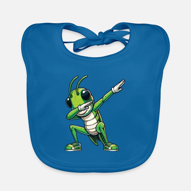 Dabbing Grasshopper Funny Cartoon Design Organic Baby Bibs
