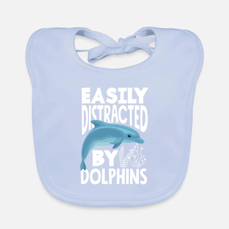 Easily distracted by dolphins Organic Baby Bibs