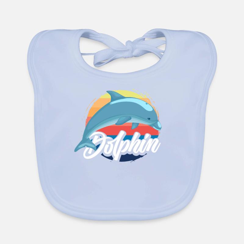 Nostalgic Dolphin Sunset Design Organic Baby Bibs