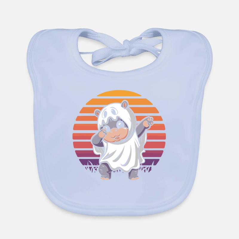 Dabbing Moo deng Dabender Fantôme Hippopotame Halloween Bavoir bio Bébé