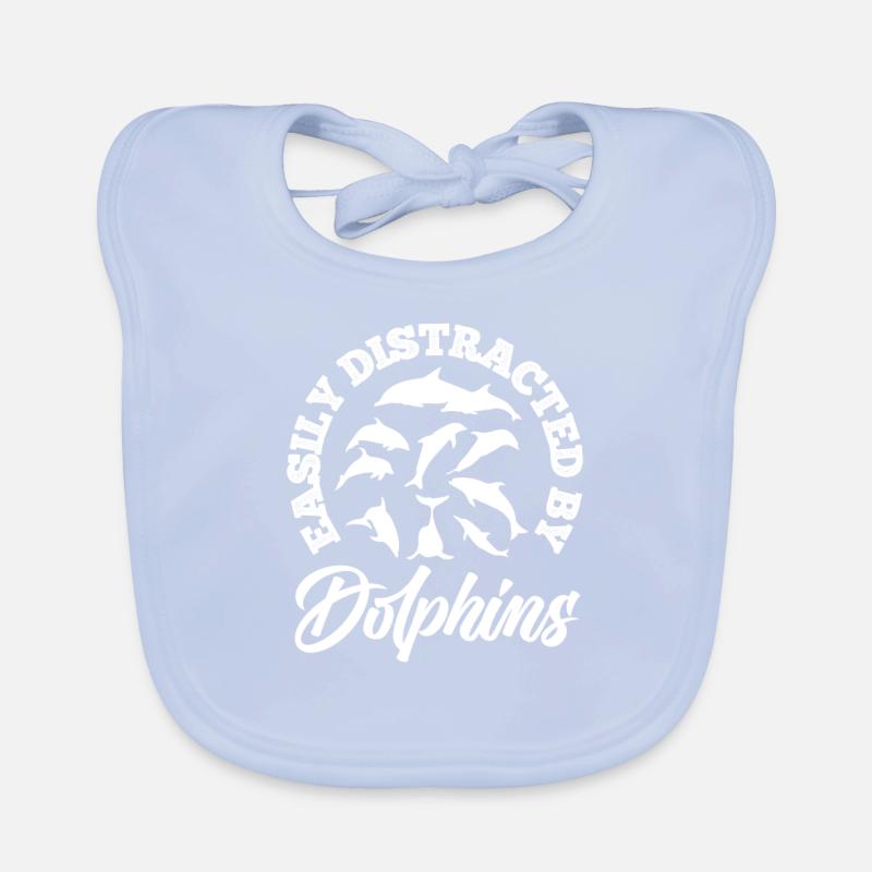 Easily distracted by dolphins Organic Baby Bibs
