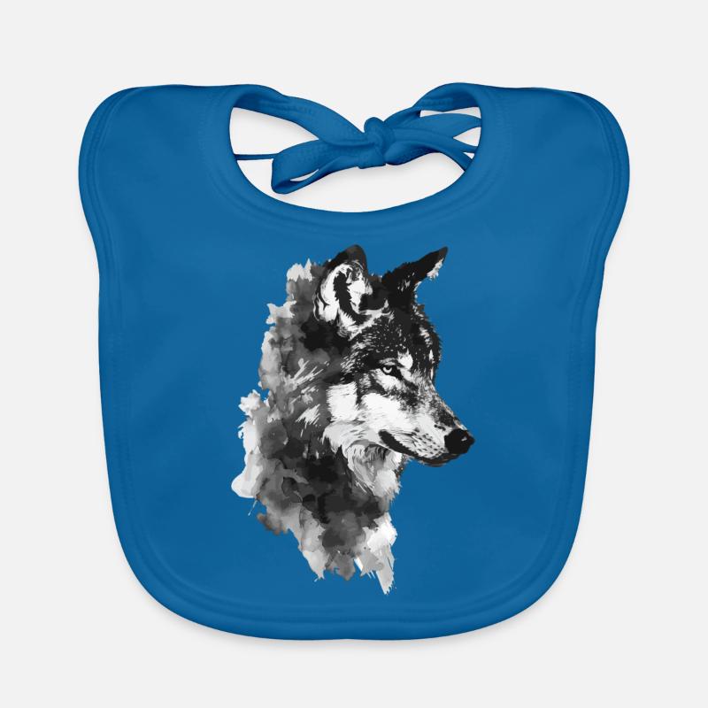 Loup - Bavoir bio Bébé - bleu paon
