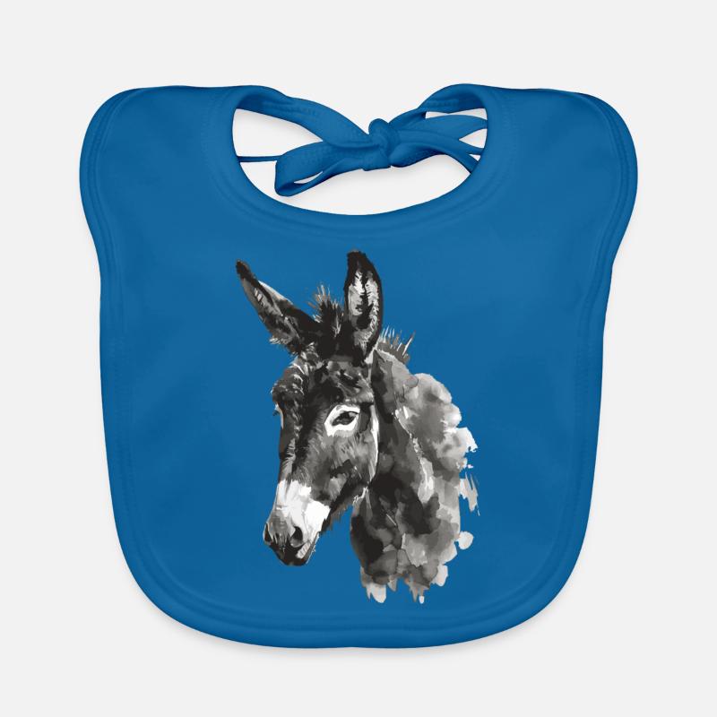 Âne - Bavoir bio Bébé - bleu paon