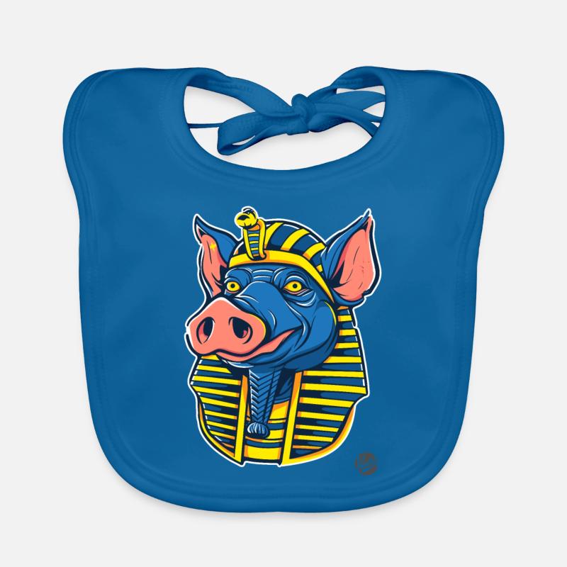 Pharaoh Pig - Organic Baby Bibs - peacock-blue