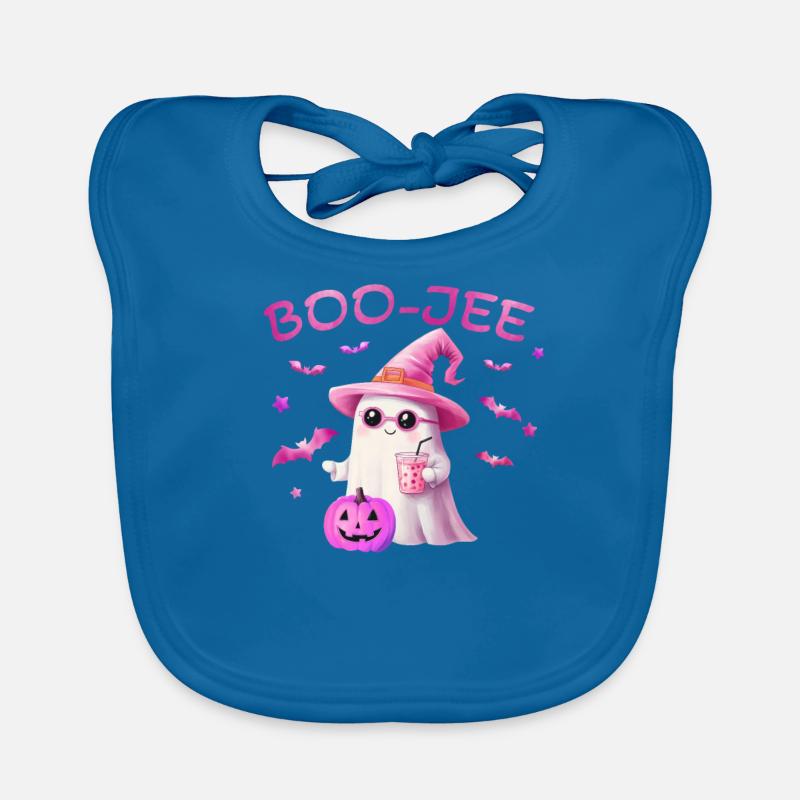 Boo-Jee Ghost Shirt - Cute Pink Halloween Ghost Organic Baby Bibs