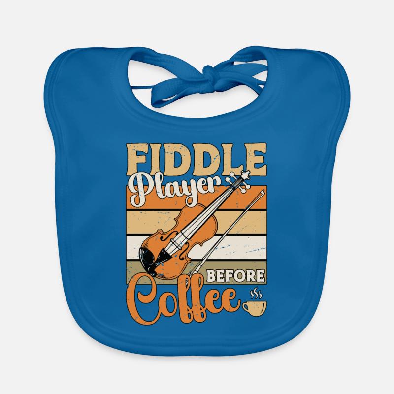 Fiddle Player Before Coffee Musician Coffee Lover Organic Baby Bibs