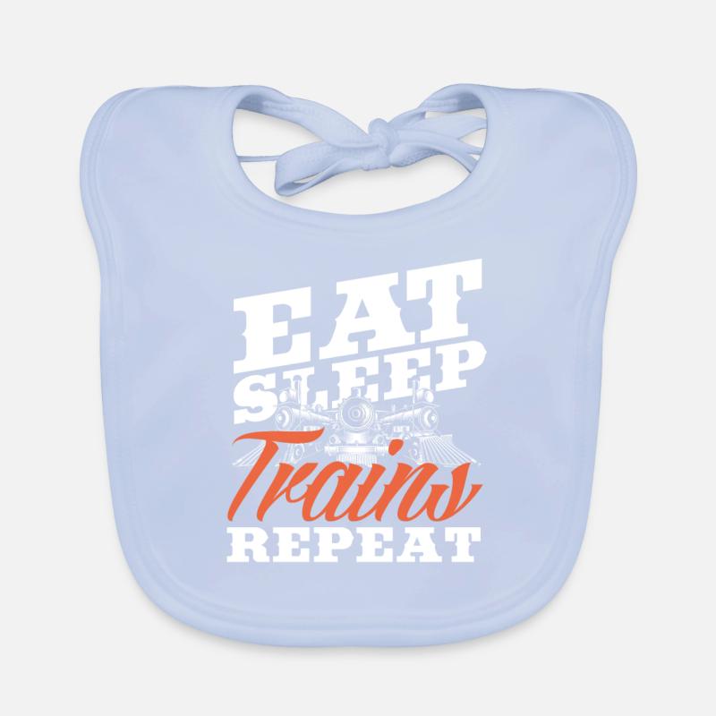 Eat Sleep Trains Repeat Train Lovers Organic Baby Bibs
