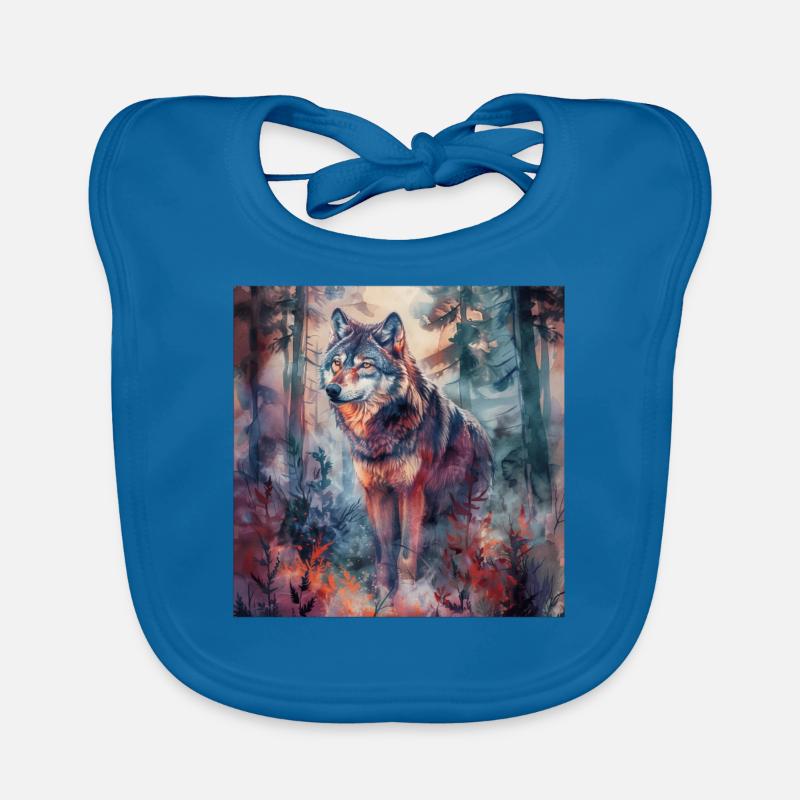 Wolf - Baby Bio-Lätzchen - Pfauenblau