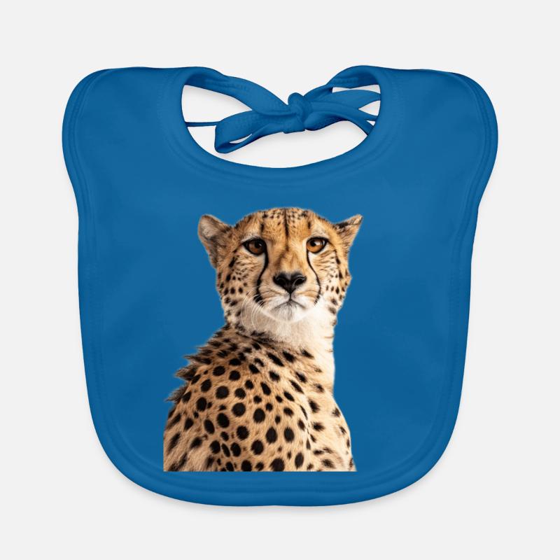 Guépard - Bavoir bio Bébé - bleu paon