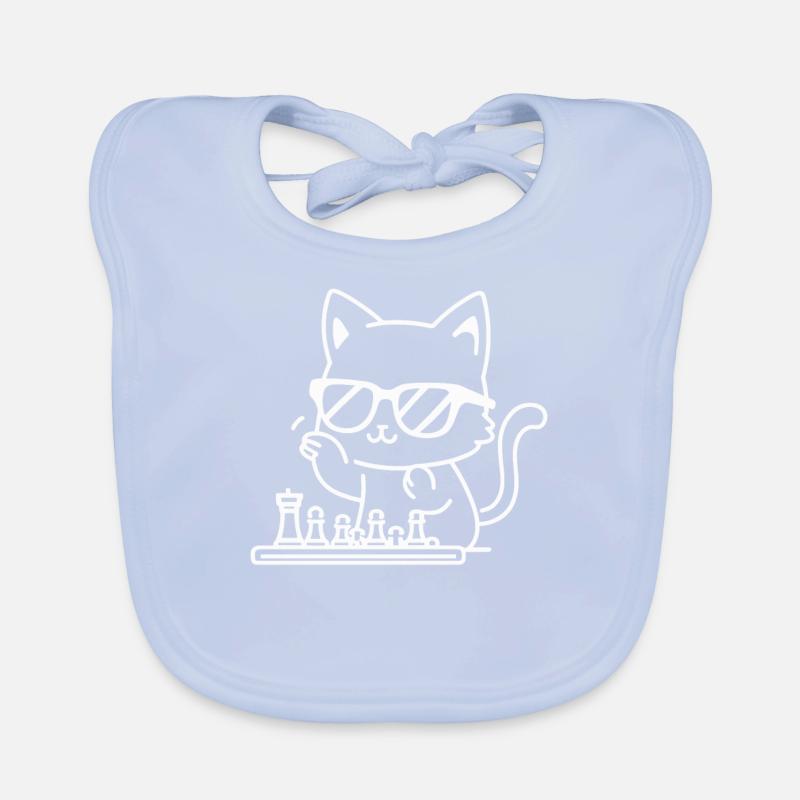 Cool cat in sunglasses playing chess Organic Baby Bibs