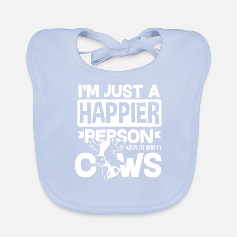 Ich Bin Einfach Glücklicher Mit Kühen Baby Bio-Lätzchen