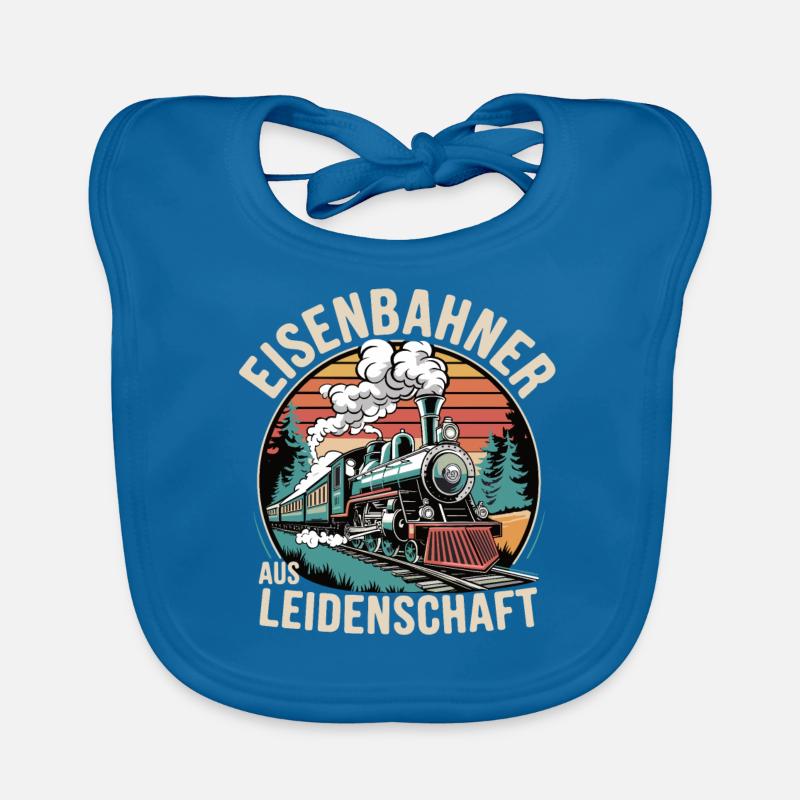 Eisenbahner aus Leidenschaft - Baby Bio-Lätzchen - Pfauenblau