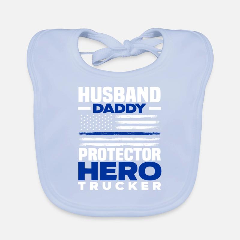 Husband Dad Protector Hero Trucker Organic Baby Bibs